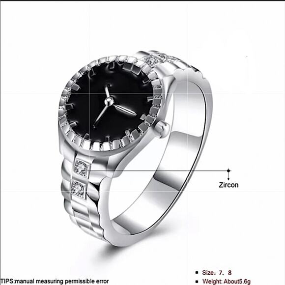 Sterling Silver Clock Face Ring - Picture 6 of 6